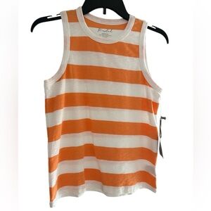 Marled White Tangerine‎ Striped Cotton Modal Top